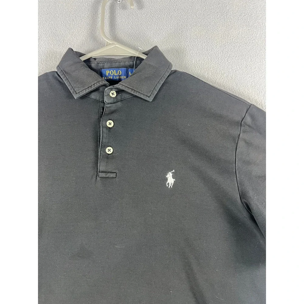 Polo Ralph Lauren Black Pima Soft Touch White Pony Mens Size Large Preppy